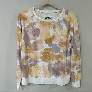 Peace Love World Floral Multicolor Crewneck Pullover Sweatshirt Women’s Small